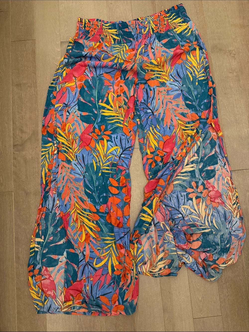 Women’s Teal Tropical Floral Swim Coverup Pants